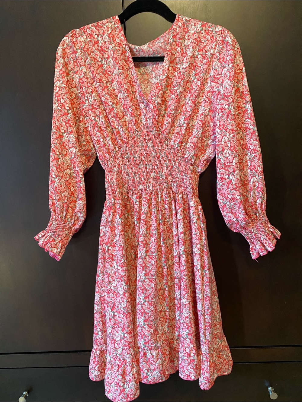 Pink floral mini dress